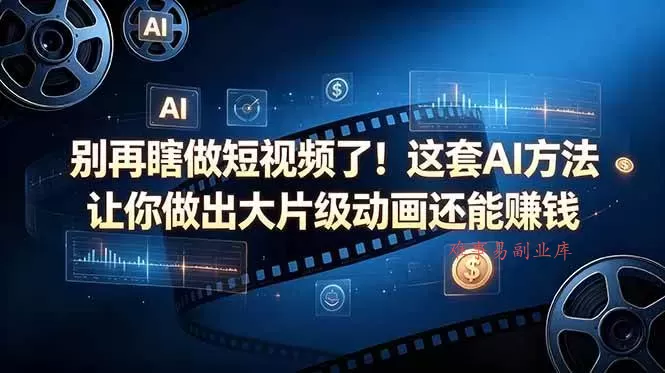 (18549期)别再瞎做短视频了!这套 AI 方法让你做出大片级动画还能赚钱【原创双语字幕】-难事易副业库