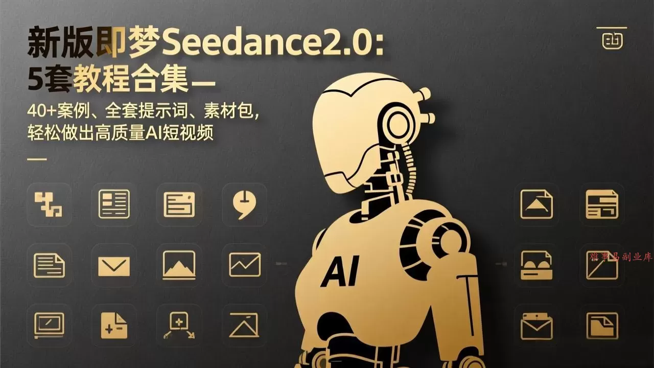 新版即梦Seedance2.0：5套教程合集，40+案例、全套提示词、素材包，轻松做出高质量AI短视频-难事易副业库