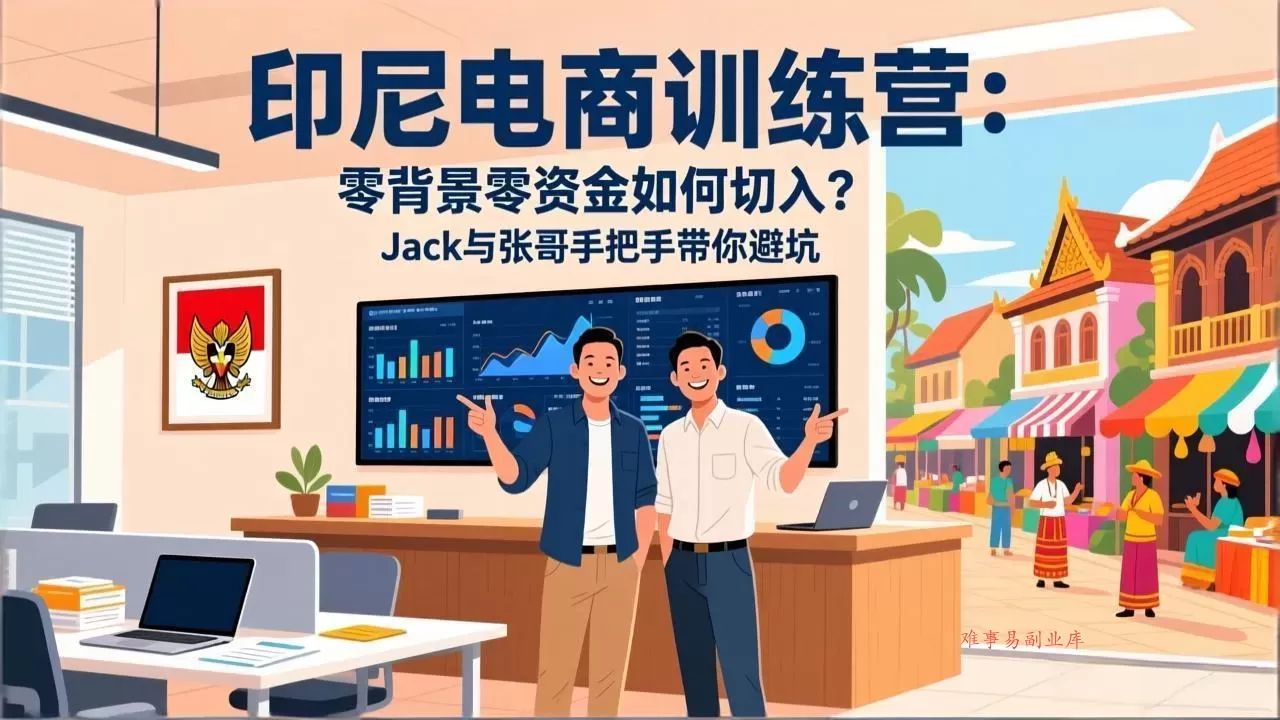 印尼电商训练营：零背景零资金如何切入？Jack与张哥手把手带你避坑-难事易副业库