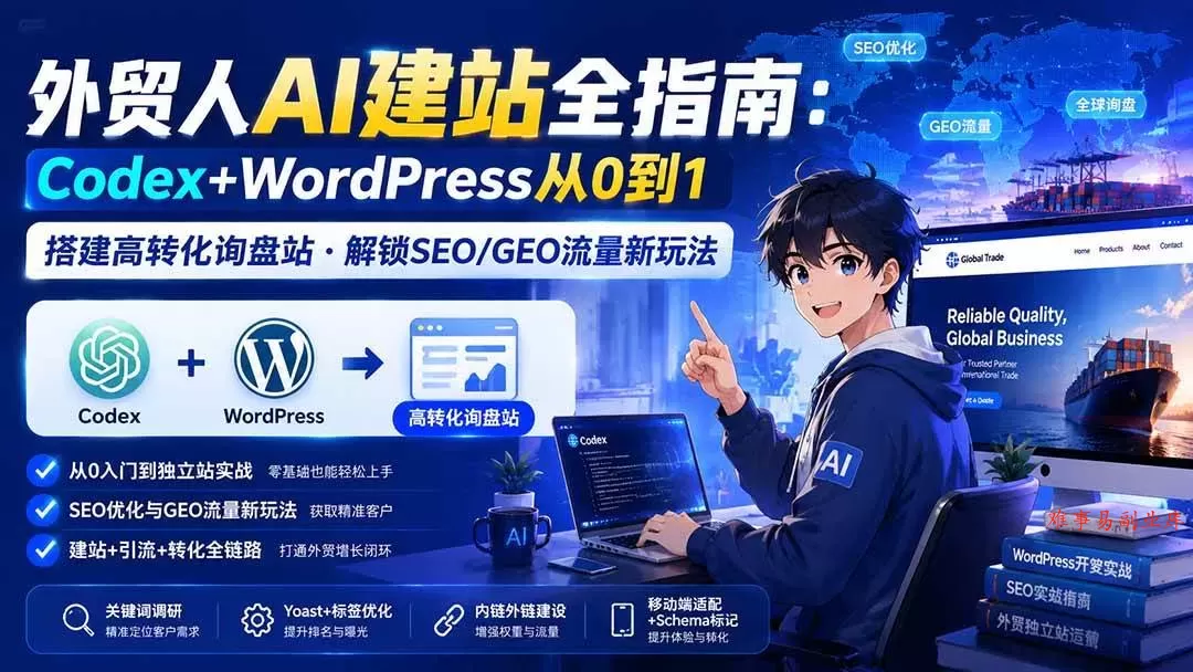 （19818期）外贸人AI建站全指南：Codex+WordPress从0到1·搭建高转化询盘站·解锁SEO/GEO流量新玩法-更新-难事易副业库