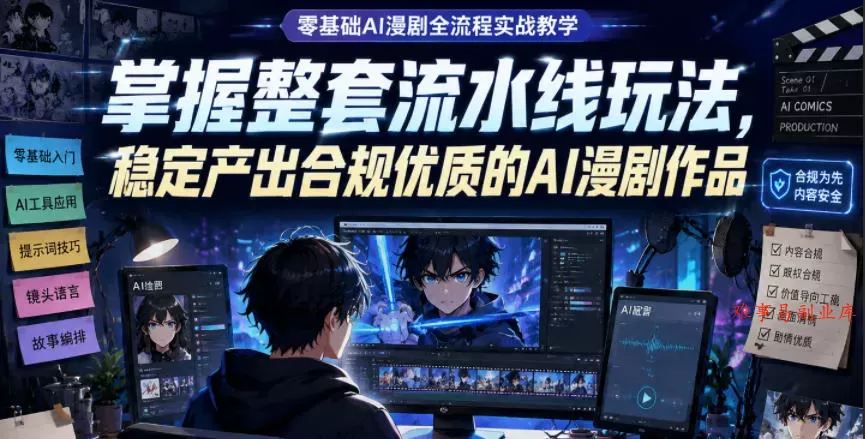 零基础AI漫剧全流程实战教学,掌握整套流水线玩法,稳定产出合规优质的AI漫剧作品 零基础AI漫剧全流程实战教学,掌握整套流水线玩法,稳定产出合规优质的AI漫剧作品