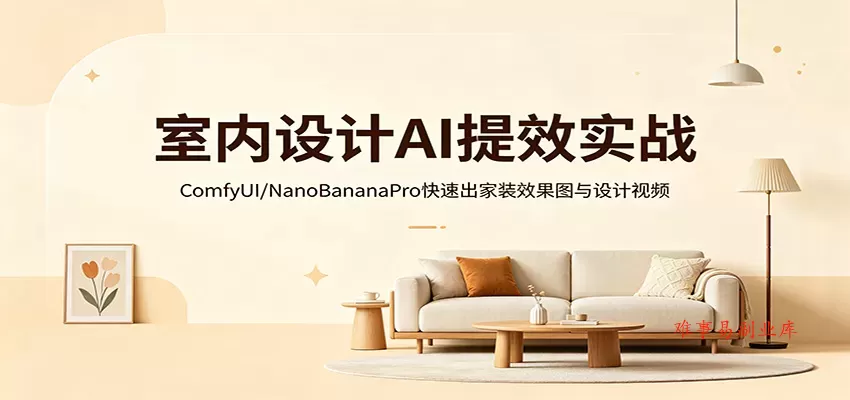 室内设计AI提效实战：ComfyUI/NanoBananaPro快速出家装效果图与设计视频-难事易副业库