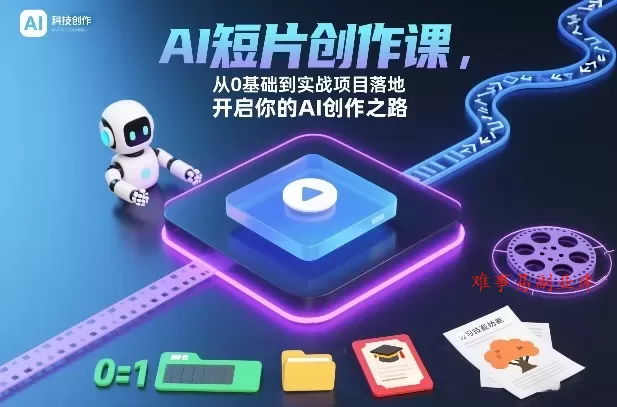 AI短片创作课，从0基础到实战项目落地，开启你的AI创作之路（更新0411）-难事易副业库