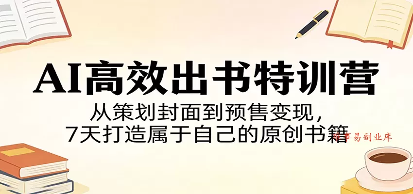 AI高效出书特训营：从策划封面到预售变现，7天打造属于自己的原创书籍-难事易副业库