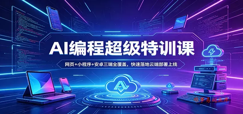 AI编程超级特训课：网页+小程序+安卓三端全覆盖，快速落地云端部署上线-难事易副业库