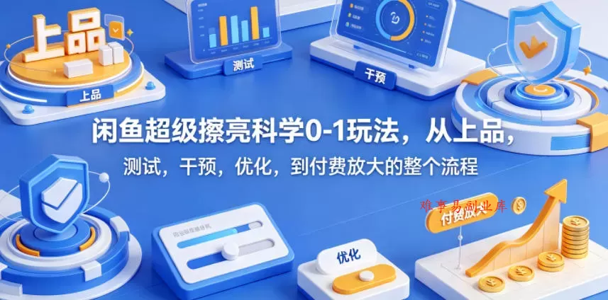 闲鱼超级擦亮科学0-1玩法，从上品，测试，干预，优化，到付费放大的整个流程-难事易副业库