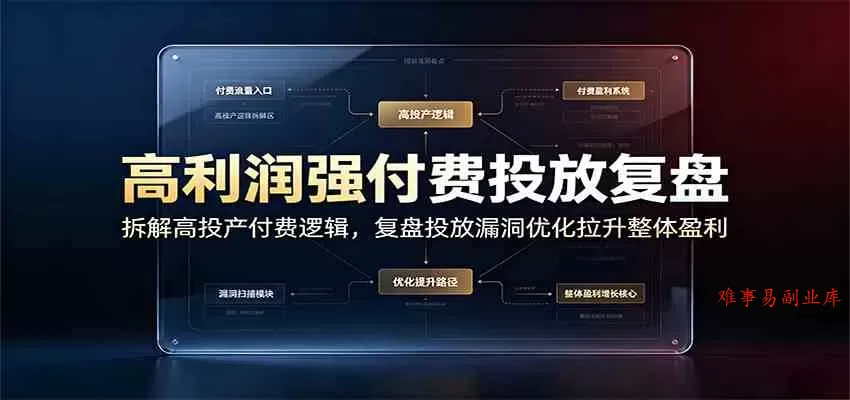 高利润强付费投放复盘:拆解高投产付费逻辑,复盘投放漏洞优化拉升整体盈利 高利润强付费投放复盘:拆解高投产付费逻辑,复盘投放漏洞优化拉升整体盈利