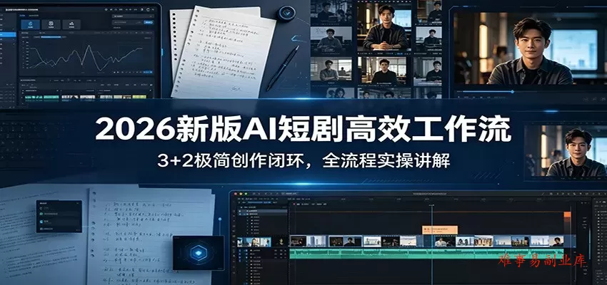 2026新版AI短剧高效工作流:3+2极简创作闭环,全流程实操讲解 2026新版AI短剧高效工作流:3+2极简创作闭环,全流程实操讲解