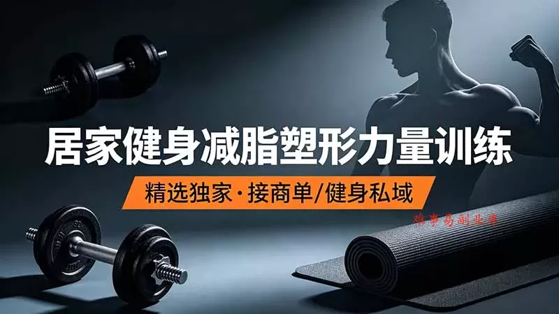 抖音健身热门短视频教学：居家健身减脂塑形力量训练，精选独家，接商单或者健身私域-难事易副业库