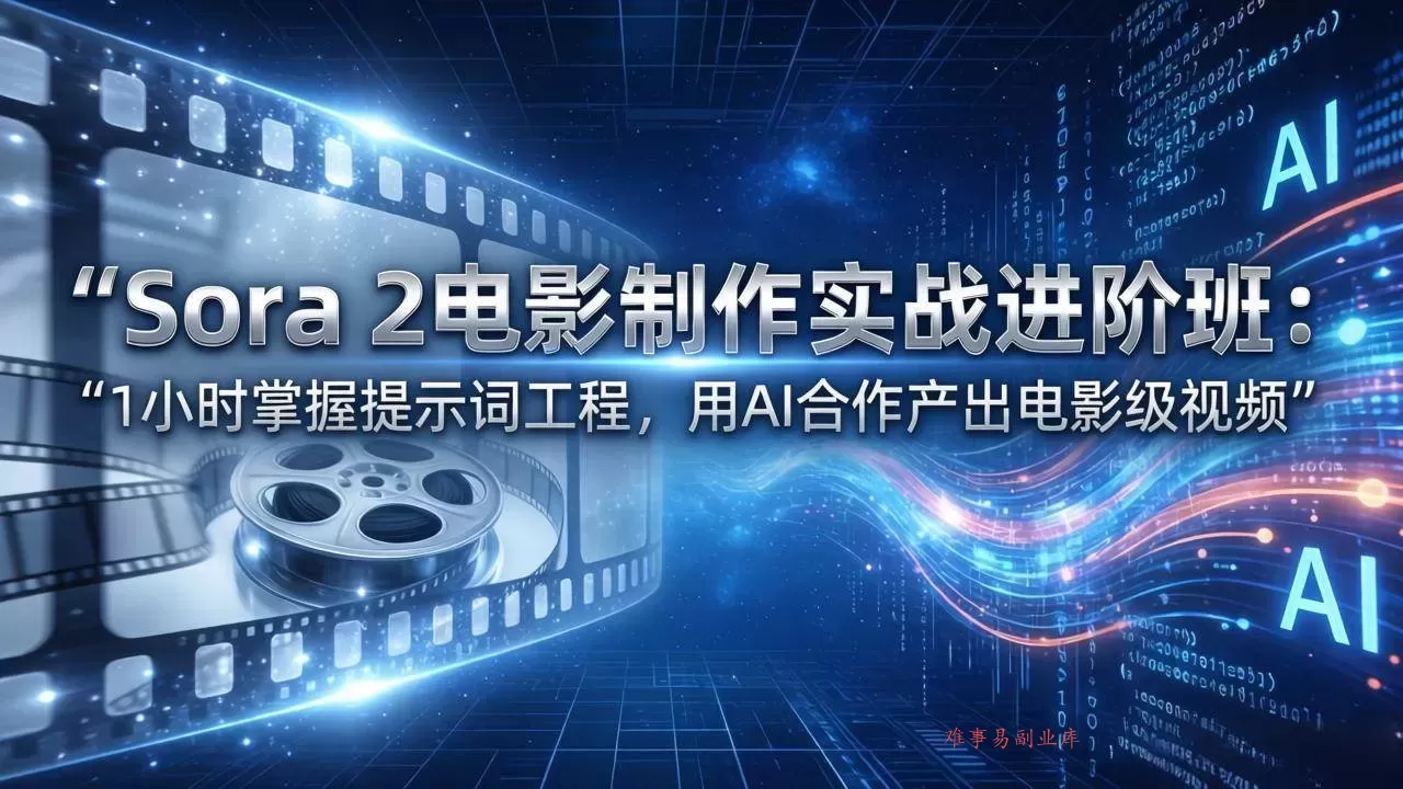 （17679期）Sora 2电影制作实战进阶班：1小时掌握提示词工程，用AI合作产出电影级视频