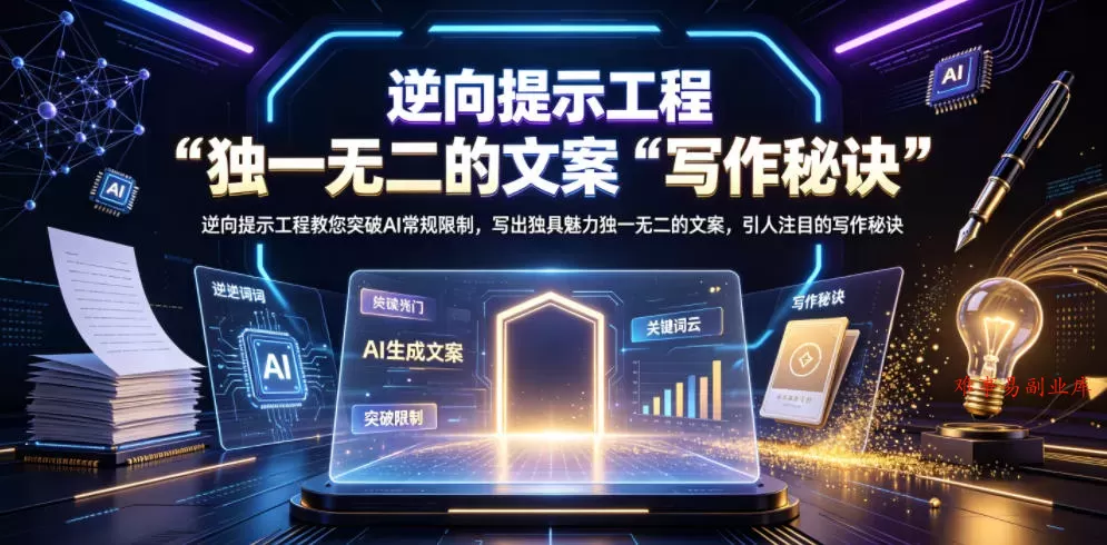 逆向提示工程教您突破AI常规限制，写出独具魅力独一无二的文案，引人注目的写作秘诀【原创双语字幕】-难事易副业库