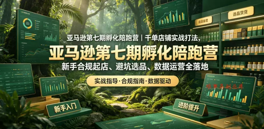 亚马逊第七期孵化陪跑营｜千单店铺实战打法，新手合规起店、避坑选品、数据运营全落地-难事易副业库