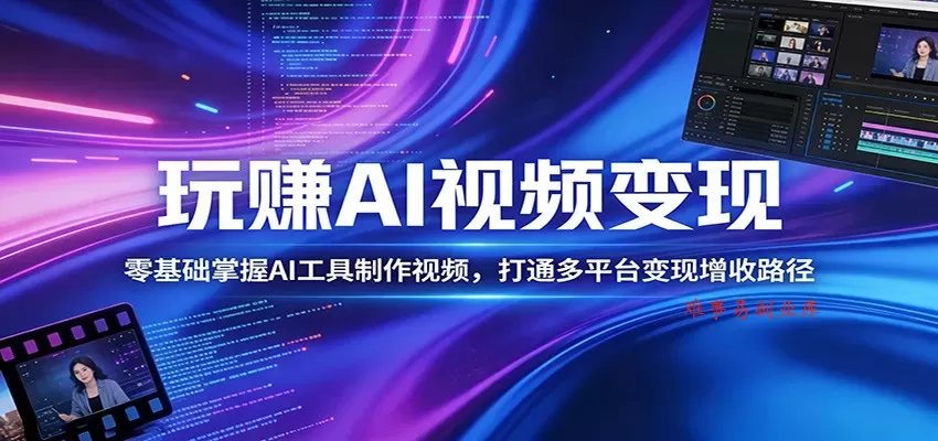 玩赚AI视频变现,零基础掌握AI具制作视频,打通多平台变现增收路径 玩赚AI视频变现,零基础掌握AI具制作视频,打通多平台变现增收路径