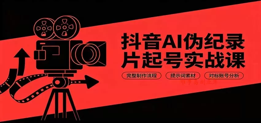抖音AI伪纪录片起号实战课：完整制作流程，提示词素材，对标账号分析-难事易副业库
