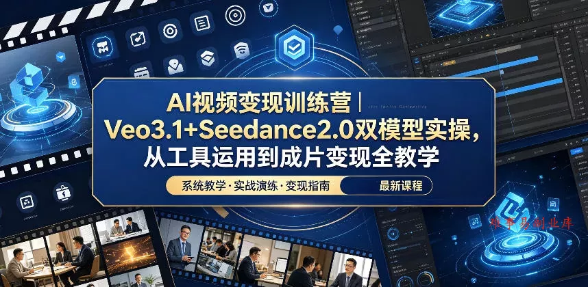 AI视频变现训练营｜Veo3.1+Seedance2.0双模型实操，从工具运用到成片变现全教学-难事易副业库