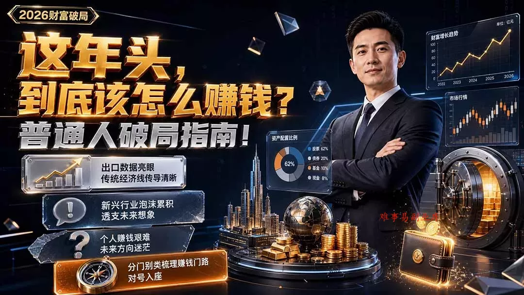 付费文章：这年头，到底该怎么赚钱？普通人破局指南！-难事易副业库