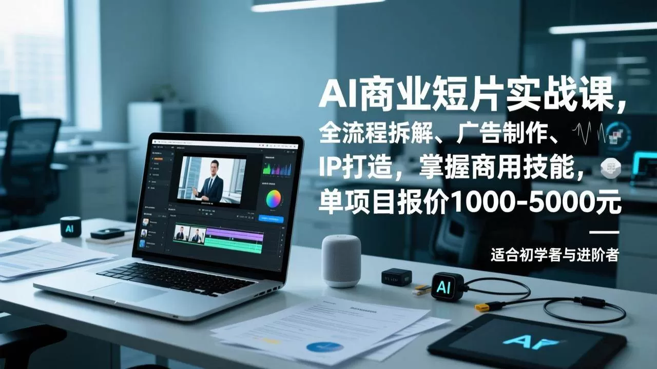 （17050期）AI商业短片实战课，全流程拆解、广告制作、IP打造，掌握商用技能，单项目报价1000-5000元-难事易副业库