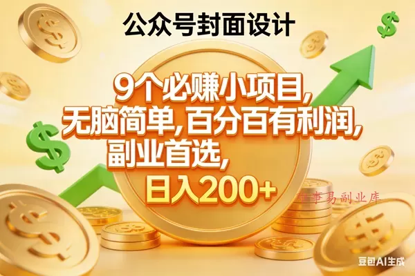 （17392期）9个必赚小项目，无脑简单，百分百有利润，副业首选，日入300+