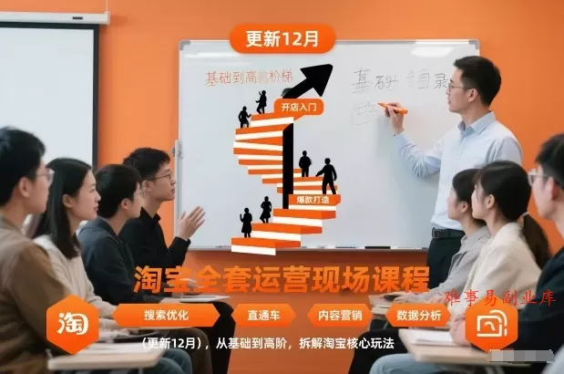 淘宝全套运营现场课程(更新26年1月)，从基础到高阶，拆解淘宝核心玩法-难事易副业库