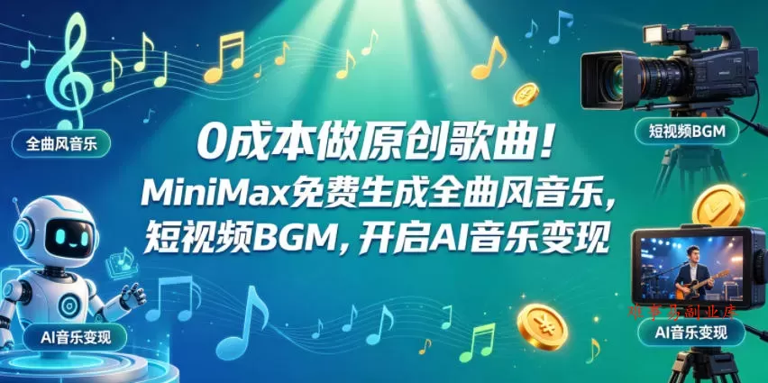 0成本做原创歌曲!MiniMax免费生成全曲风音乐,短视频BGM,开启AI音乐变现 0成本做原创歌曲!MiniMax免费生成全曲风音乐,短视频BGM,开启AI音乐变现