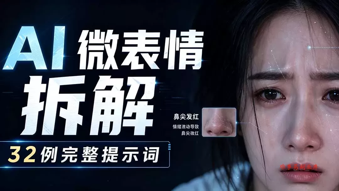 AI微表情拆解提示词合集，精准调控AI角色表情，告别塑料感、AI面瘫脸。-难事易副业库