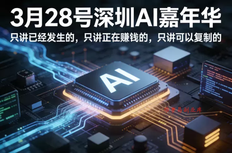 3月28号深圳AI嘉年华，只讲已经发生的，只讲正在賺钱的，只讲可以复制的-难事易副业库