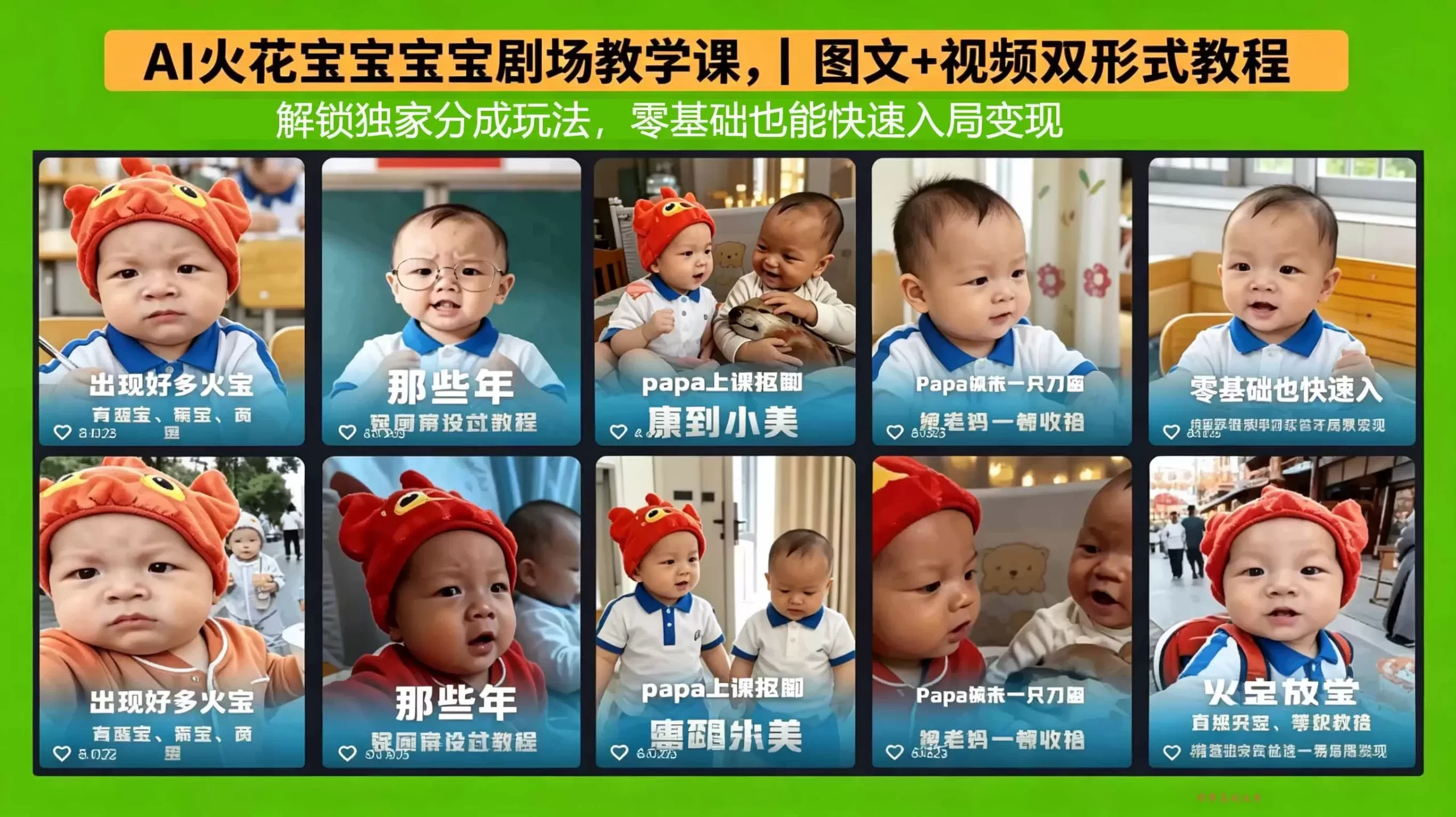 AI火花宝宝宝宝剧场教学课，图文+视频双形式教程，解锁独家分成玩法，零基础也能快速入局变现-难事易副业库