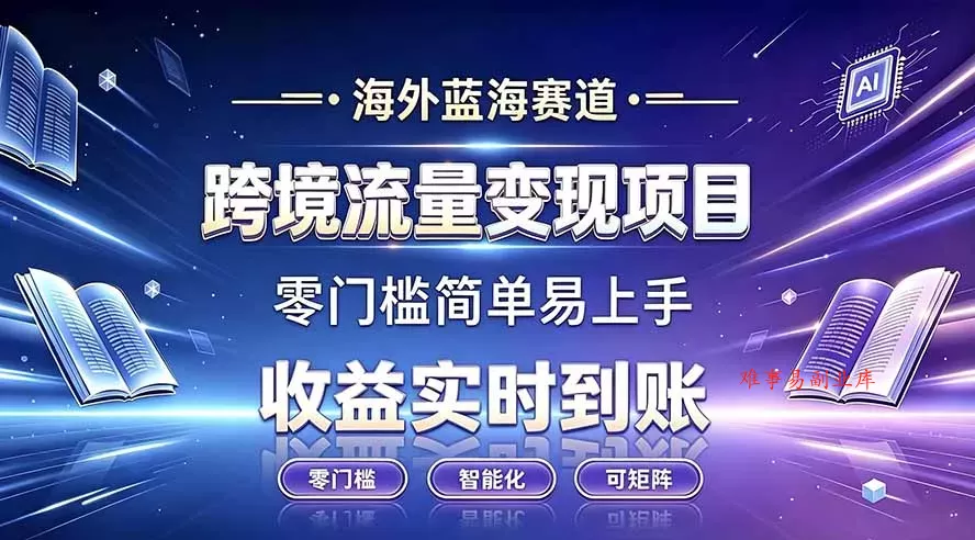 海外蓝海赛道 跨境流量变现项目 收益实时到账 零门槛简单易上手-难事易副业库