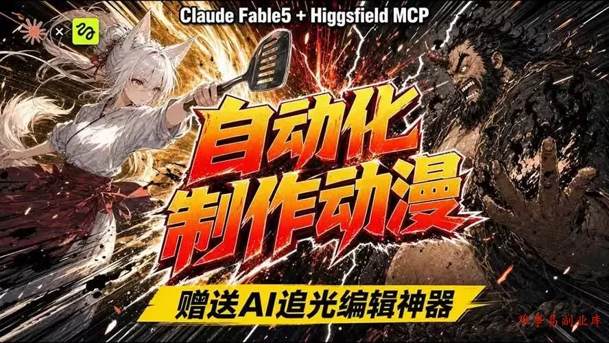 （19477期）AI自动化动漫制作！Claude Fable 5接入Higgsfield MCP，直接生成完整创意内容-难事易副业库