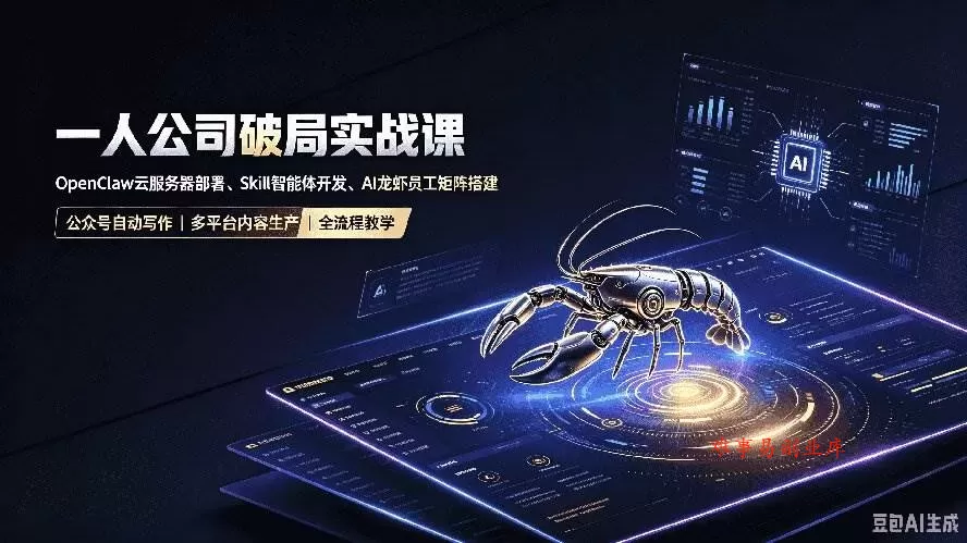 (19995期)一人公司破局实战课|OpenClaw云服务器部署、Skill智能体开发、AI龙虾员工矩阵搭建,公众号自动写作与多平台内容… (19995期)一人公司破局实战课|OpenClaw云服务器部署、Skill智能体开发、AI龙虾员工矩阵搭建,公众号自动写作与多平台内容…