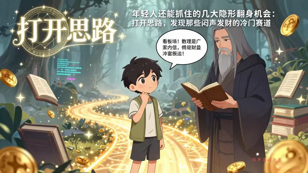 付费文1+2:年轻人还能抓住的几大隐形翻身机会:打开思路,发现那些闷声发财的冷门赛道-难事易副业库