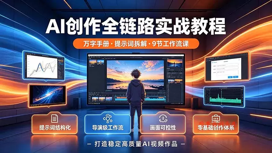 AI创作全链路实战教程|万字手册·提示词拆解·9节工作流课,打造稳定高质量AI视频作品 AI创作全链路实战教程|万字手册·提示词拆解·9节工作流课,打造稳定高质量AI视频作品