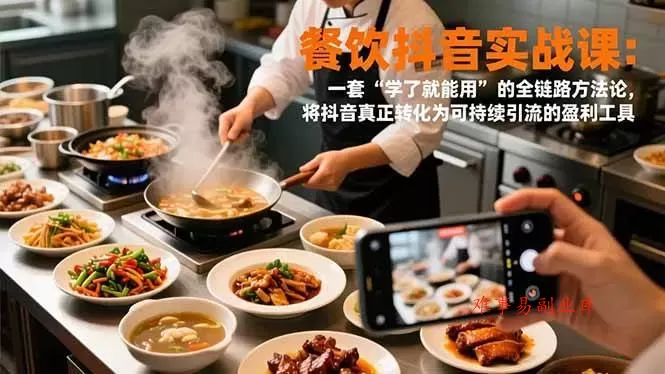 （16975期）餐饮抖音实战课：一套“学了就能用”的全链路方法论，将抖音真正转化为可持续引流的盈利工具-难事易副业库