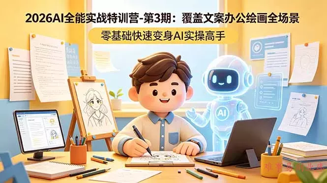 2026AI全能实战特训营-第3期：覆盖文案办公绘画全场景 零基础快速变身AI实操高手-难事易副业库
