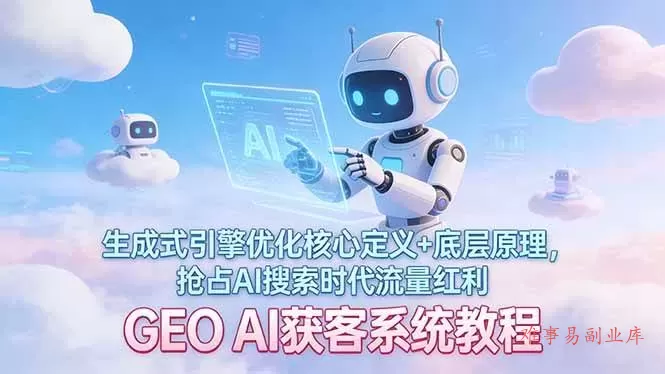 （17604期）GEO AI获客系统教程：生成式引擎优化核心定义+底层原理，抢占AI搜索时代流量红利-难事易副业库