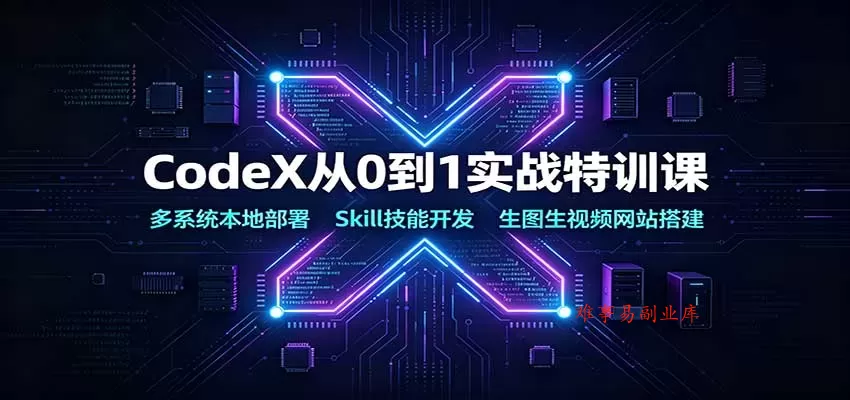 CodeX从0到1实战特训课：多系统本地部署，Skill技能开发，生图生视频网站搭建-难事易副业库