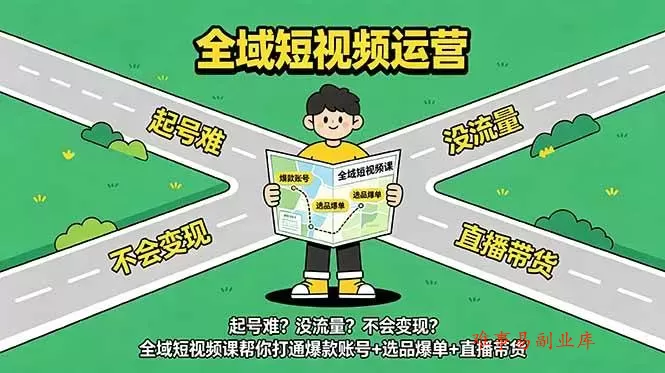 （18877期）起号难？没流量？不会变现？全域短视频课帮你打通爆款账号+选品爆单+直播带货-难事易副业库