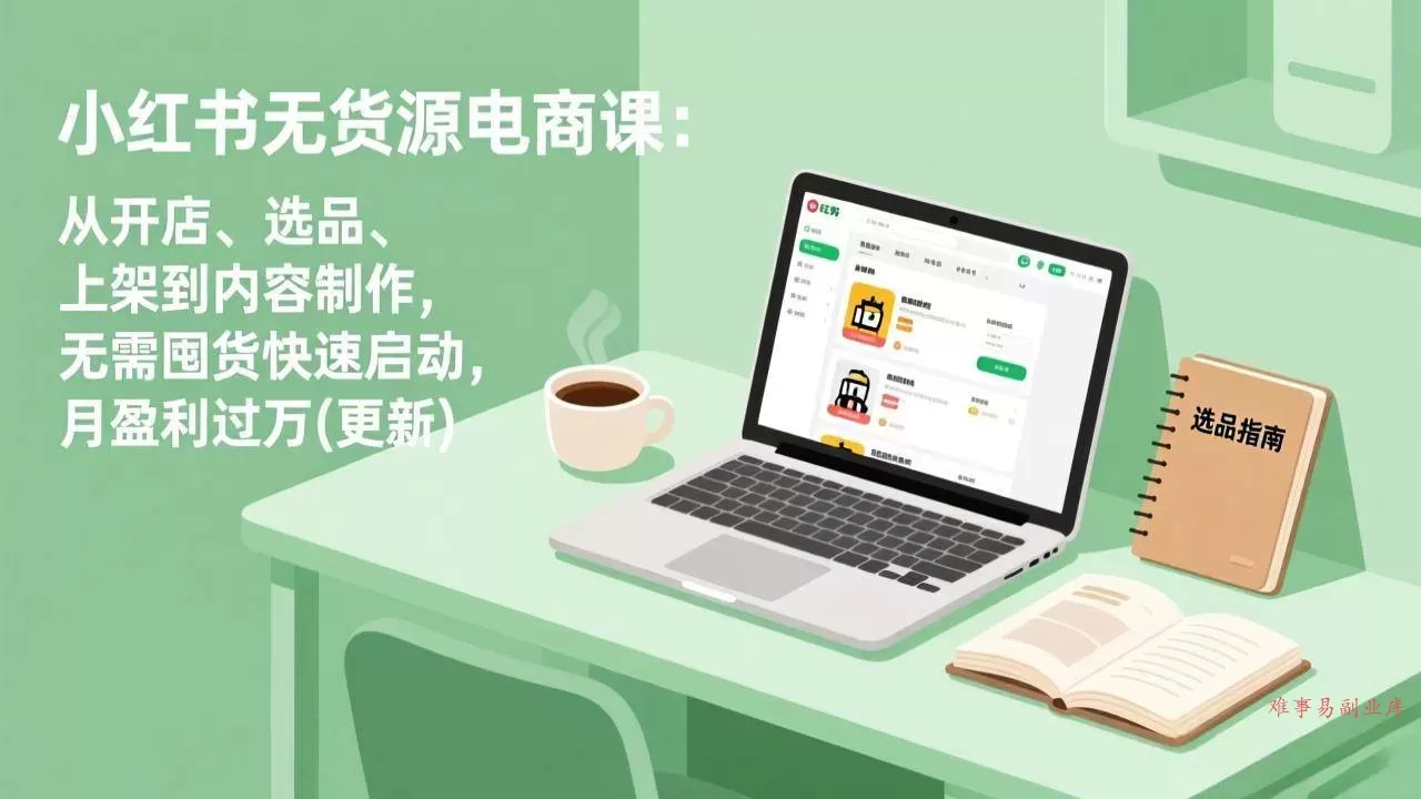 （18420期）小红书无货源电商课(5月12更新)：从开店、选品、上架到内容制作，无需囤货快速启动，月盈利过万