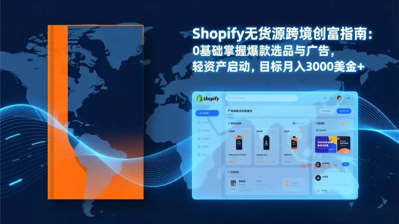 Shopify爆款打法实战:从选品到广告投放,复制爆款模型,驱动独立站月销售额破万刀-难事易副业库