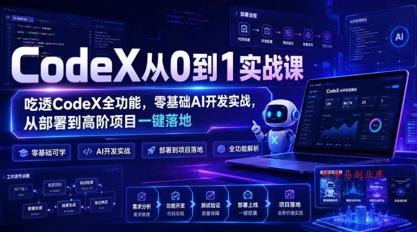 CodeX从0到1实战课,吃透CodeX全功能,零基础AI开发实战,从部署到高阶项目一键落地 CodeX从0到1实战课,吃透CodeX全功能,零基础AI开发实战,从部署到高阶项目一键落地