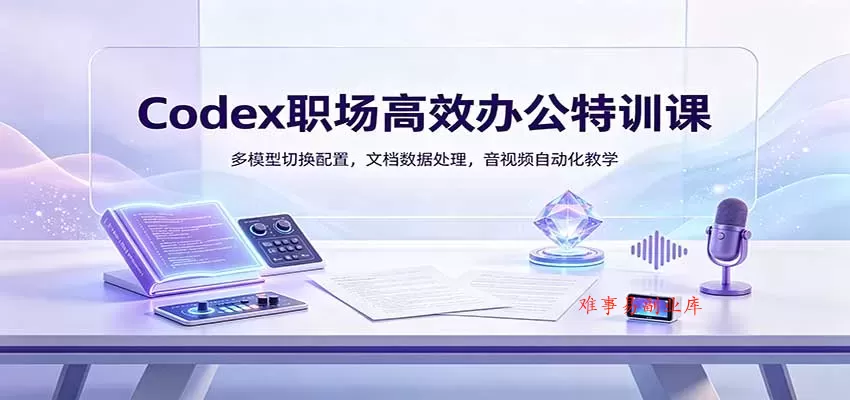 Codex职场高效办公特训课：多模型切换配置，文档数据处理，音视频自动化教学-难事易副业库