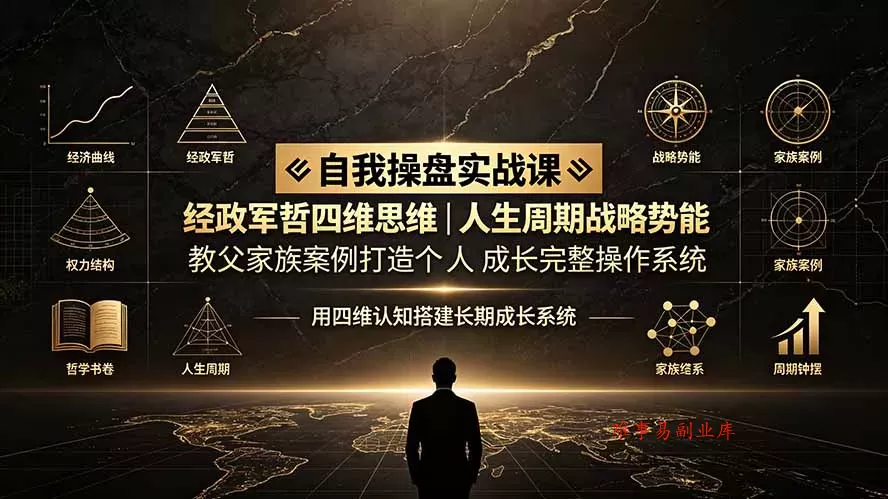 自我操盘实战课：经政军哲四维思维｜人生周期战略势能｜教父家族案例打造个人成长完整操作系统-难事易副业库