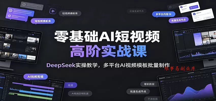 零基础AI短视频高阶实战课:DeepSeek实操教学,多平台AI视频模板批量制作 零基础AI短视频高阶实战课:DeepSeek实操教学,多平台AI视频模板批量制作