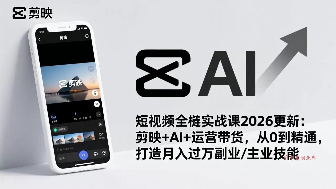 短视频全栈实战课2026更新:剪映+AI+运营带货,从0到精通,打造月入过万副业/主业技能 短视频全栈实战课2026更新:剪映+AI+运营带货,从0到精通,打造月入过万副业/主业技能