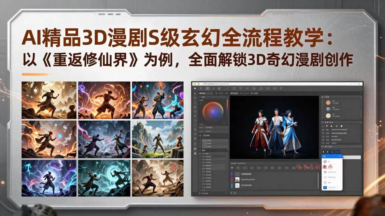 (17882期)AI精品3D漫剧S级玄幻全流程教学:以《重返修仙界》为例,全面解锁3D奇幻漫剧创作-难事易副业库