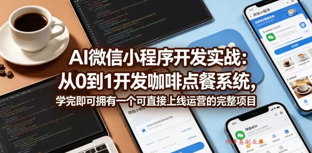 AI微信小程序开发实战：从0到1开发咖啡点餐系统，学完即可拥有一个可直接上线运营的完整项目-难事易副业库