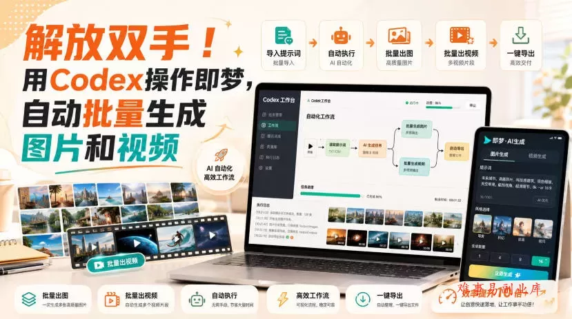 解放双手！用Codex操作即梦，自动批量生成图片和视频-难事易副业库