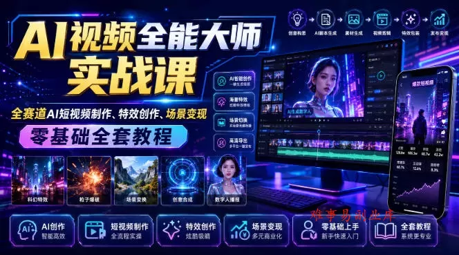 AI视频全能大师实战课|全赛道AI短视频制作、特效创作、场景变现零基础全套教程 AI视频全能大师实战课|全赛道AI短视频制作、特效创作、场景变现零基础全套教程
