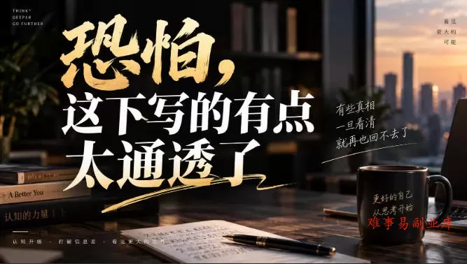 灏泽叔最新付费文章：恐怕，这下写的有点太通透了-难事易副业库
