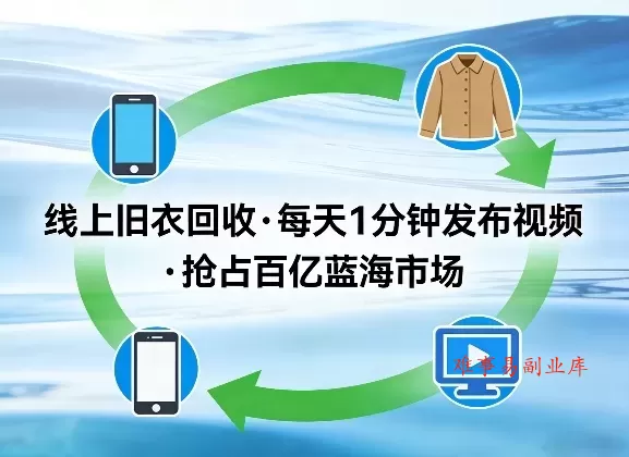 线上旧衣回收项目，我们给你提供视频，每天花一分钟发布视频，抢占百亿蓝海市场【揭秘】-难事易副业库